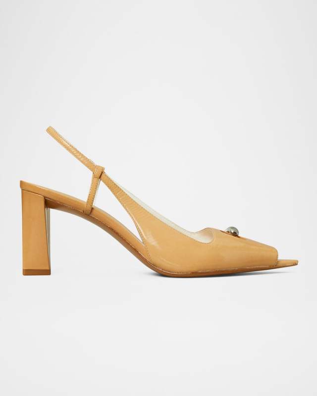Pierced Peep-Toe Slingback Pumps